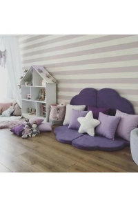 puftable montessori bulut oyun minderi,pembe renk,oyun halısı ve matı 5 cm sünger 4 parça